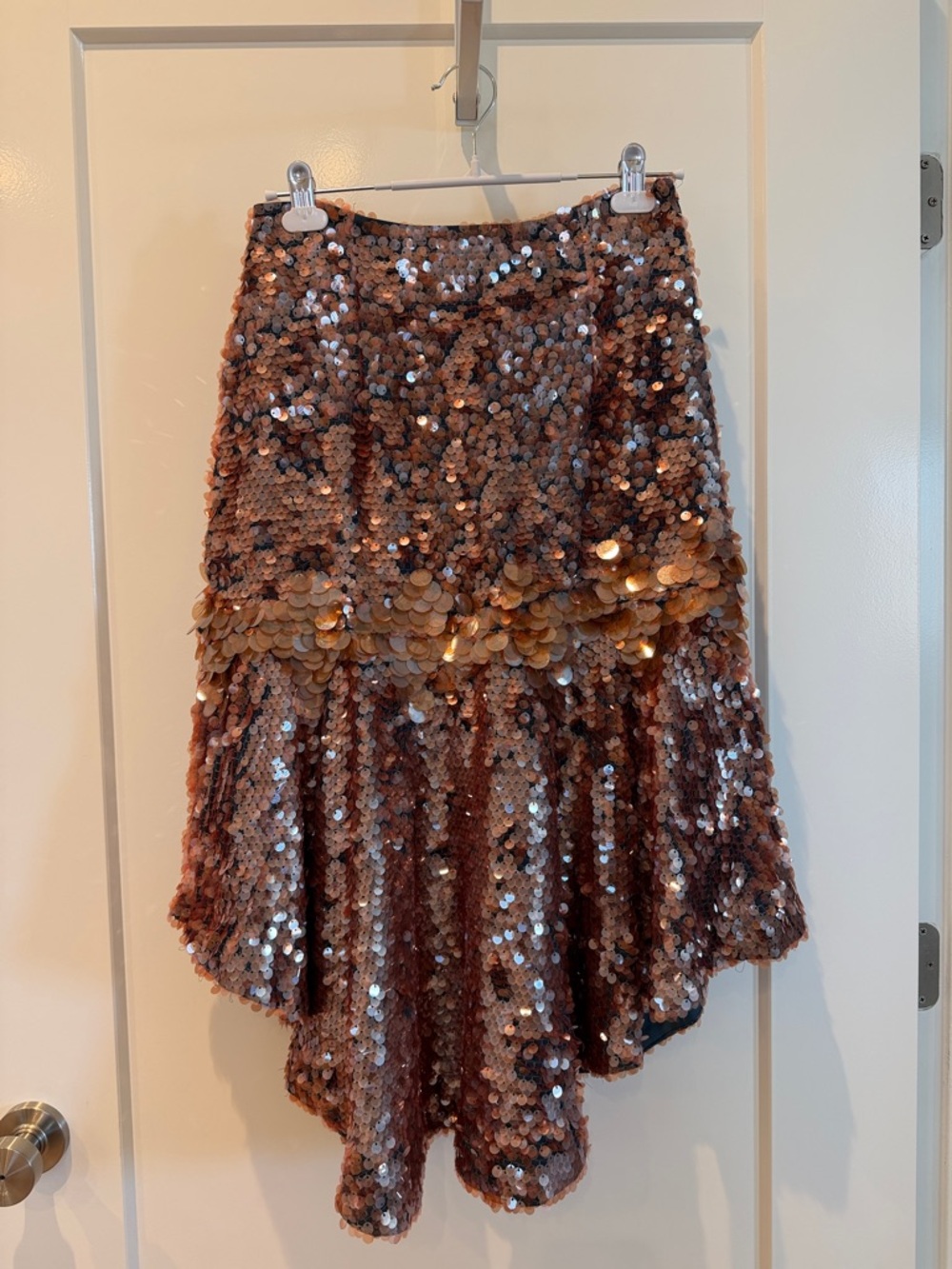 Women's Rose Gold Sequin High-Low Skirt